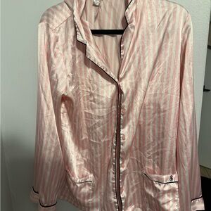 Victoria's Secret Pink and White Striped Satin Top